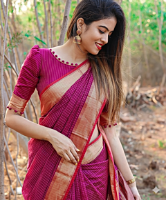 Maheshwari Zari Check  Rani Saree 