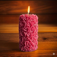 Pink Rose Pillar Candle