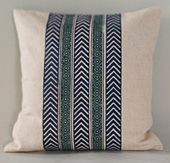 Hand Block printed Cushion covers 16x16 inches set of 2 Herringbone Fabric by The Artisans of Karushilpam 