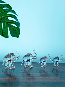 Glass Elephant Family Set | 4 Pieces 
