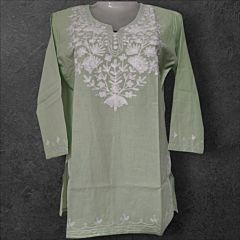 women embroided pure cotton short kurti