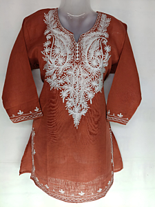 Women Embroidered Pure Cotton Short  Kurta