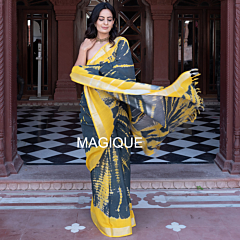 GUNJITA HANDMADE TIE DYE PREMIUM LINEN SAREE BLOUSE