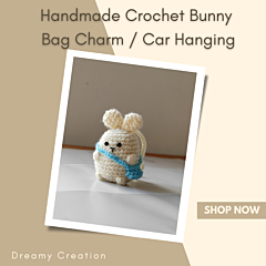 Amigurumi Bunny Bag Charm | Handmade Crochet Car Hanging