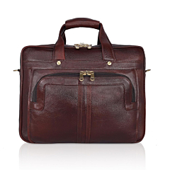 Genuine Leather Laptop Office Organiser Messenger Executive Bag For Men-Brown