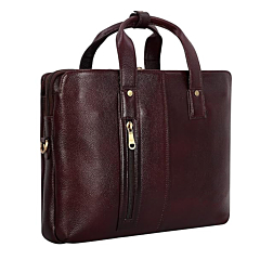 Leather Accessories Full Grain Natural Leather Laptop Briefcases For Women 18 Litres Capacity Upto16 inch Laptop 3 Main Compartment-Brown