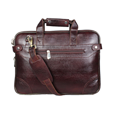 Genuine Leather Slim Laptop Bag Expandable Adjustable Shoulder Strap For Men Light Weight-BROWN
