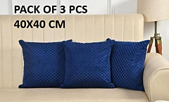 Diamond faux fur cushion covers Pack of 3 Pcs Handcrafted Royal Blue Velvet Cushion Cover 16x16 inch Diamond Pattern Soft and Elegant