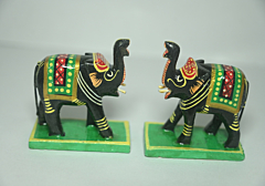 Wooden Elephant Pair