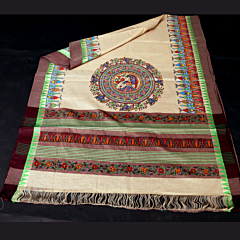 Madhubani Mangalagiri Beige Cotton Hand Painted Saree