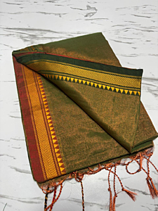 Tissue saree with blouse piece -Green