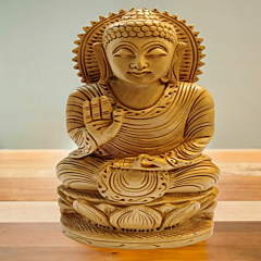 Hand-Carved Wooden Buddha Statue