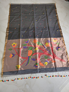 Muslin Saree with Blouse Piece | Black