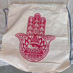 Handmade Khadi Hand-Printed Bag I Off white 