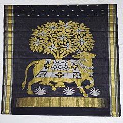 Handcrafted Venkatagiri Jamdani saree I Black