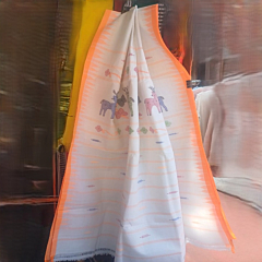 Handwoven Cotton Moirang Phee Saree I White 