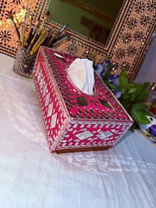 Wooden designer mirror tissue box 