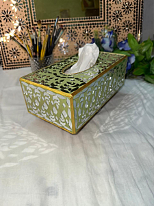 Wooden designer mirror tissue box 