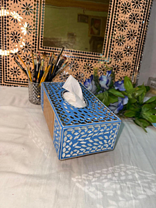 Wooden designer mirror tissue box 