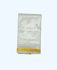 Artsilk Dhothi with Golden Zari | Cream | 30 Kulikai Border Size  | AS 254