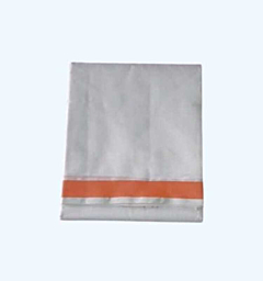 Plain Cream Dhothi with Orange border | Cotton 