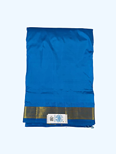 Teal Blue Silk Dhothi & Angavastram Set 