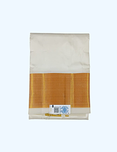 Pure silk cream Dhothi with Diamond zari border