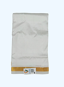Cream Dhothi with Golden Zari border | 24 Kulikai