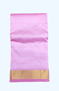 Pink Color Dhothi with Golden Zari Diamond Border 
