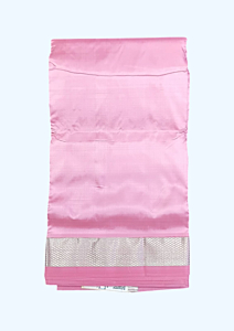Onion Rose Dhothi with Silver zari border 