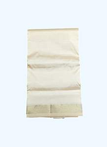 Light Sandal Dhothi with Golden Zari border 
