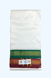 White Dhothi with Mayilkann Dhothi