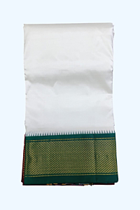 Cream Dhothi with Big Mayilkann Dhothi 