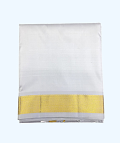 Grey Color Dhothi with Golden Zari border 