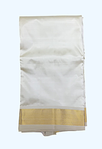 Cream Dhothi with Golden Zari Border 