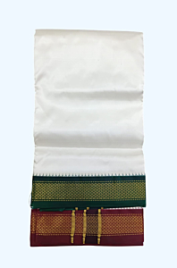 Cream Dhothi with Mayilkann border
