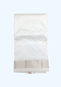 Cream color dhothi with light brown color zari border
