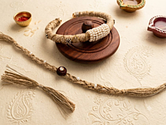 Handcrafted Eco-Friendly Bhai-Bhabhi Rakhi Set with Natural Fiber & Pearl Work