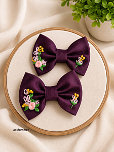 Hand Embroidered Hairbows