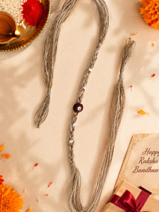 Handcrafted Natural Jute Rakhi with Wooden Bead & Pearl Accents