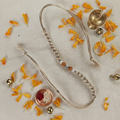 Handcrafted Cotton Thread Braided Rakhi with Wooden Beads