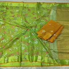 Handmade Real Zari Kota Saree I Green