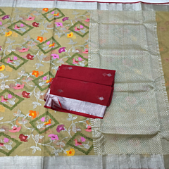 Handcrafted Real Zari Kota Saree I Green