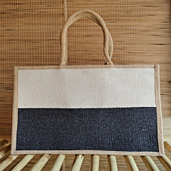 Handcrafted shopping bag I White & Black