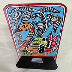 Handcrafted Madhubani Painted Wooden Mobile Stand