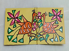 Hand-painted Sohrai art envelope I Yellow