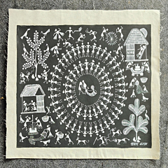 Handcrafted Warli Painting Unframed I Black and White 