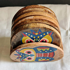 Hand-Painted Owl Tea Coasters I 3 inches