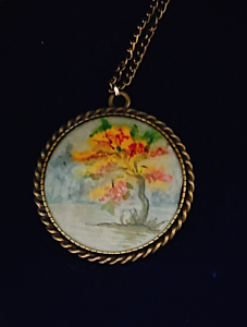 Hand Painted Pendant - Orange Bush