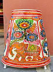 Hand-Painted Elephant & Floral Floor Lamp I 12 inches 